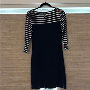 Ralph Lauren Black and White Sheath Dress 3/4 Raglan Sleeves
